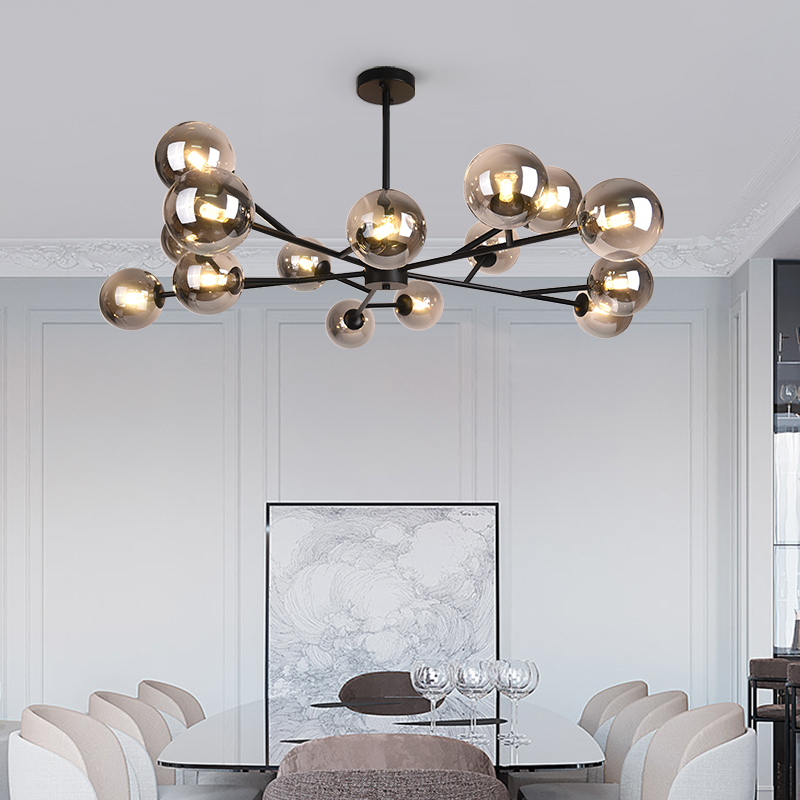 Mid-Century 15-Light Glass Bubble Chandelier