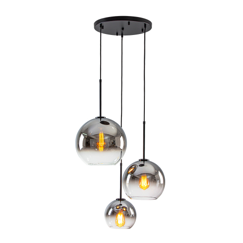 Contemporary 3-Light Sculptural Cluster Spherical Gradient Glass Pendant