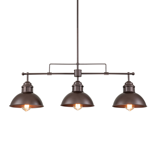 Industrial 3-Light Dome Linear Pot Lid Pendant