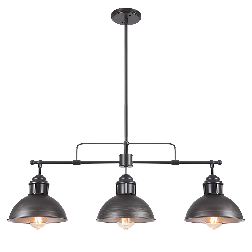 Industrial 3-Light Dome Linear Pot Lid Pendant