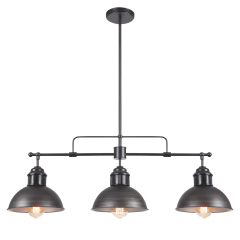 Industrial 3-Light Dome Linear Pot Lid Pendant