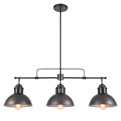 Industrial 3-Light Dome Linear Pot Lid Pendant