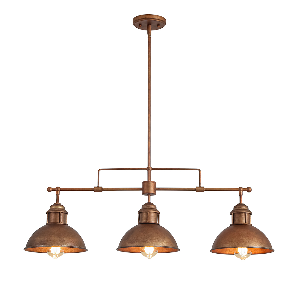 Industrial 3-Light Dome Linear Pot Lid Pendant