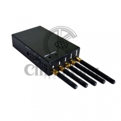 Portable 5 Antennas Cell Phone WIFI GPS Jammer, Block 2g/3G/4G or GPS WIFI Signals