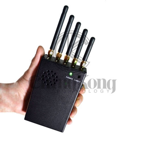 Portable 5 Antennas Cell Phone WIFI GPS Jammer, Block 2g/3G/4G or GPS WIFI Signals