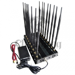 Full Bands 16 Antennas Wireless Signal Jammer For 3G 4G Wi-Fi GPS LOJACK Output ...