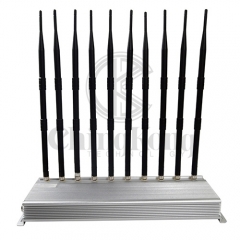 The Latest Indoor Using 10 antennas Mobile phone Signal Jammer For GSM 3G 4GLTE signal Block WIFI2.4G UHF/VHF Walkie-Talkie Signal Jammer