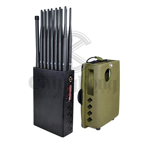 2020 The Latest Handheld 16 Bands Cell Phone Signal Jammer With Nylon Cover,Blocking 5G 4G Wi-Fi5G RF Signal Jammer,16Watt Jamming up to 25m