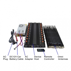 20 Antennas Wireless Signal Jammer For Full Bands 5GLTE 2G 3G 4G Wi-Fi GPS LOJACK Output Power 45Watt With Infrared Remote Control Turn ON /OFF Power