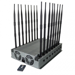 110W 16 Antennas Desktop 5G Jammer 80 Meters For 5GLTE 4G LORA Wi-Fi GPS LOJACK With Infrared Remote Control Turn ON /OFF Power