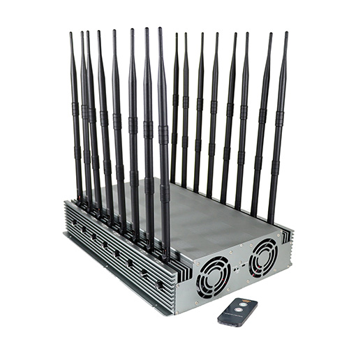 110W 16 Antennas Desktop 5G Jammer 80 Meters For 5GLTE 4G LORA Wi-Fi GPS LOJACK With Infrared Remote Control Turn ON /OFF Power