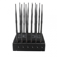 90 Watts Powerful Mobile Phone 4G 5G signal jammer with 12 Antennas jamming up to 80m Remote control Turu ON/OFF