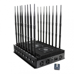 World First 16 Antennas 110W Powerful Signal jammer For 5G/4G/3G/2G WIFI GPS LOJACK LORA UHF VHF with Remote Control jamming up to 80m