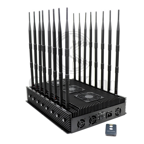 World First 16 Antennas 110W Powerful Signal jammer For 5G/4G/3G/2G WIFI GPS LOJACK LORA UHF VHF with Remote Control jamming up to 80m