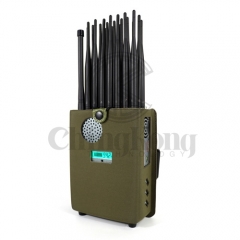 World First Handheld 24 Antennas Wireless Signal Jammer With LCD Display and Nylon Cover, 24 Watt Blocking 4G 5G Wi-Fi GPS up to 25m