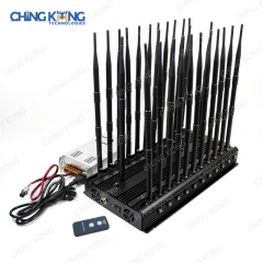 全球首款全频段26天线无线信号干扰机5GLTE 2G 3G 4G Wi-Fi2.4G 5G 6G GPS寻回调频收音机，输出功率50瓦，带红外遥控开关电源