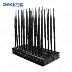 全球首款全频段26天线无线信号干扰机5GLTE 2G 3G 4G Wi-Fi2.4G 5G 6G GPS寻回调频收音机，输出功率50瓦，带红外遥控开关电源