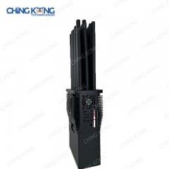 新的手持式28波段调频无线电Wi-Fi6E Wi-Fi2.4G Wi-Fi5G GPS寻回系统LORA UHF VHF 433 315 868 CDMA GSM 3G 4G 5G手机信号干扰器，电池容量液晶显示，尼龙盖便携式，28瓦干扰长达25米