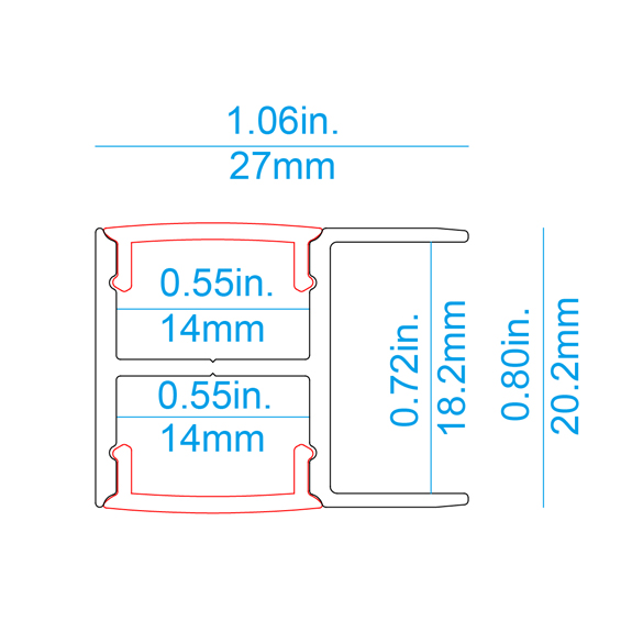 BL03 18 mm Cabinet Panel LED Profile