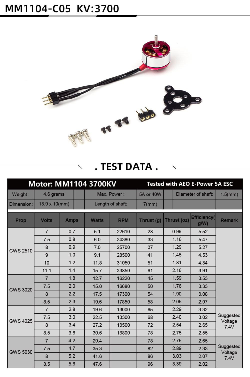 Motor Brushless Power System AirPlane RC ACC 2212 2216 1404 AEORC 11mm