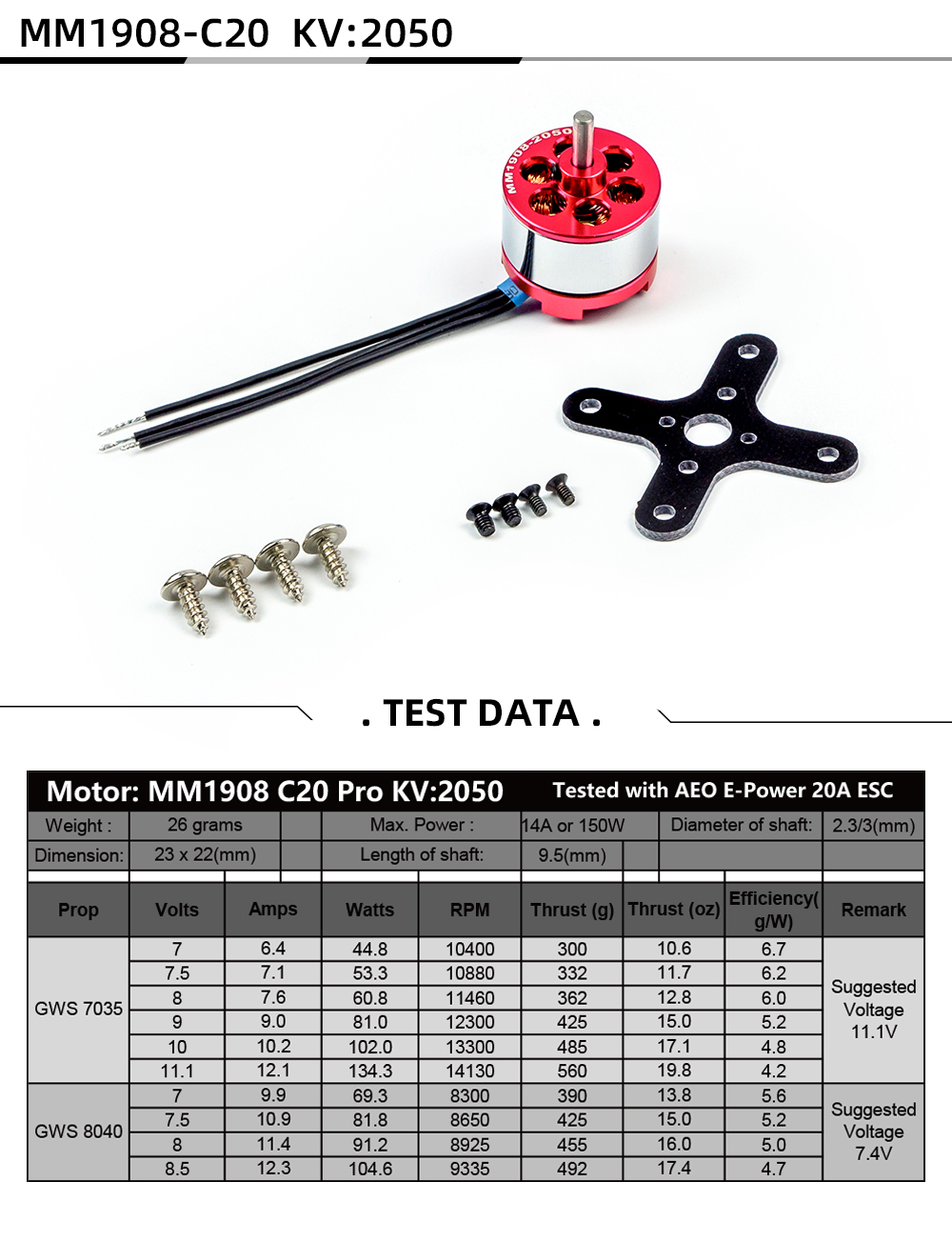 Motor Brushless Power System AirPlane RC ACC 2212 2216 1908 AEORC