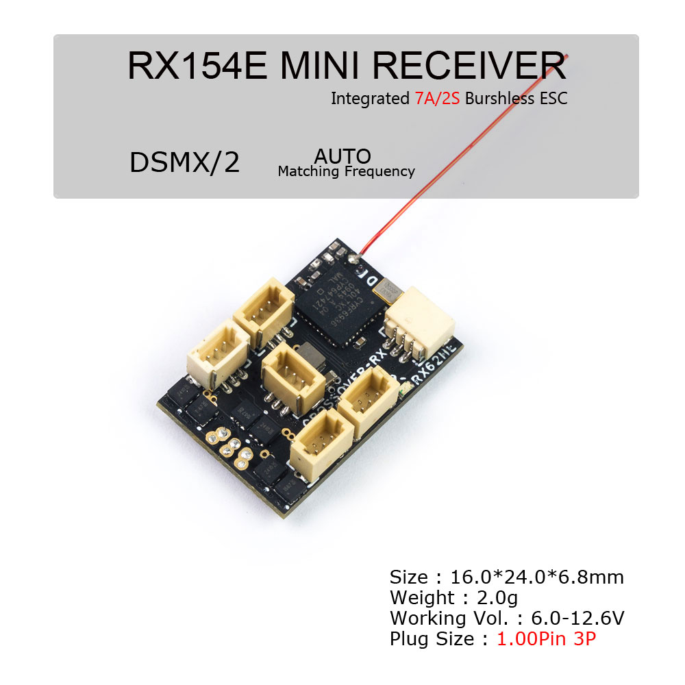 RX15 Mini RX 4 CH Receiver Integrated 7A/2S Brushless ESC for micro ...