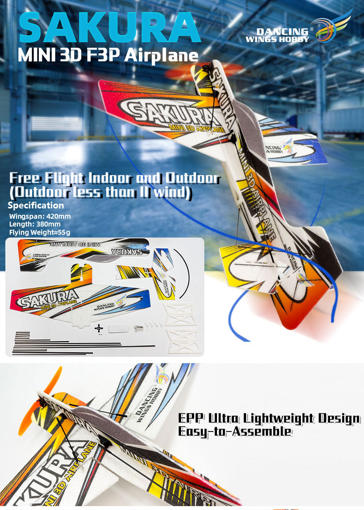 Sakura RC EPP Indoor 3D F3P Flugzeug – 420 mm Spannweite, funkgesteuer –  RCDrone