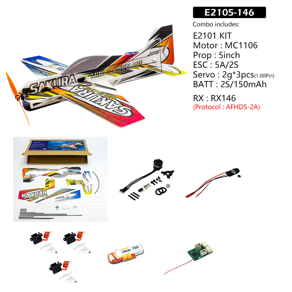 Free Shipping E210 3D Airplane F3P SAKURA Wingspan 420mm 3mm EPP Radio  Control Toy Hobby DIY Aeroplane to Build