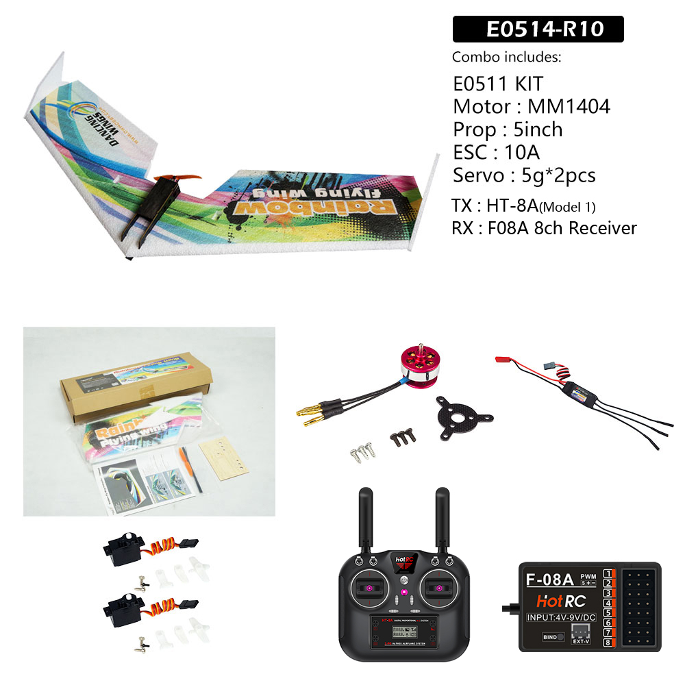 New E05 800mm Rainbow V2 KIT RC electric Flying Wing Radio Control ...