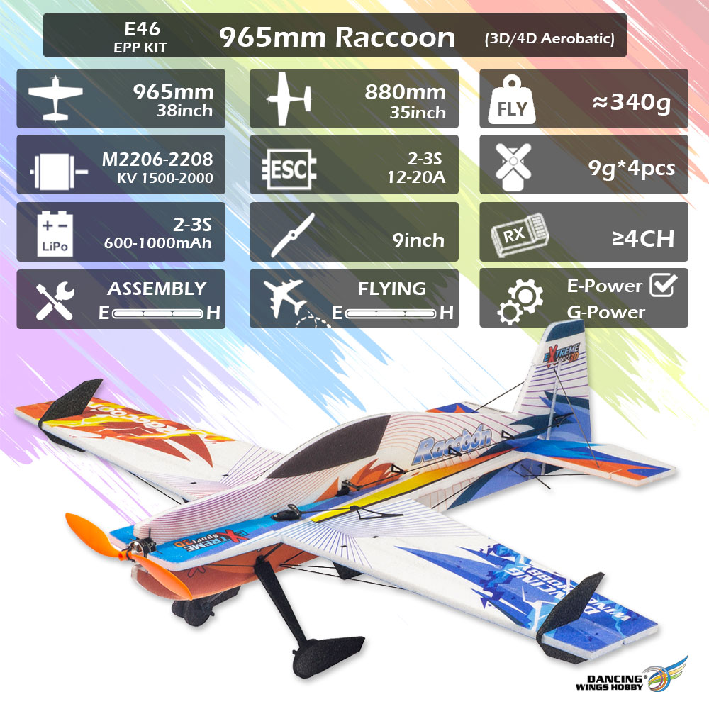2026 NEW Raccoon 965mm 3D/4D Aerobatic EPP airplane E46 RC Aircraft ...