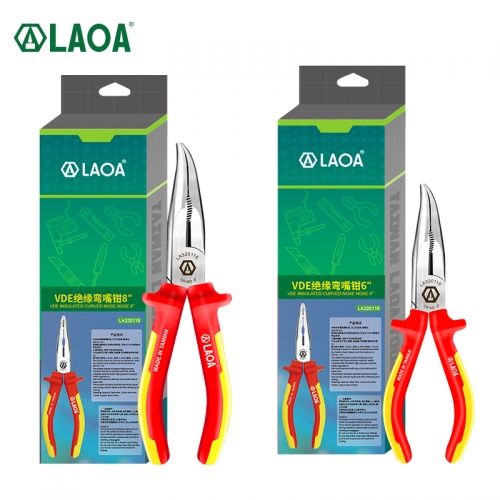 LAOA VDE Curved Needle Nose Pliers Insulated 6/8Inch Stripping Clamping  Multifunctional 1000v Household Electrician's Tools