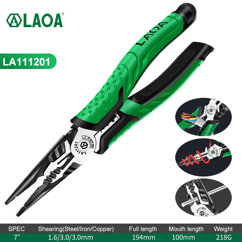 LAOA 7 Inch Multifunction Diagonal Pliers Wire Cutter Long Nose Pliers ...