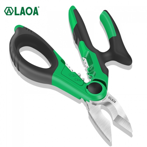 LAOA Stainless Steel Electrician Scissors 1.5-4mm² Wire Cutter Wire Stripping Cutting Terminal Crimping Tools Taiwan