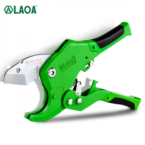 LAOA PVC Pipe Cutter 42mm SK5 Material Aluminum Alloy Body Ratchet Scissors Blade PVC/CPVC/VE/PE House Hand Tools