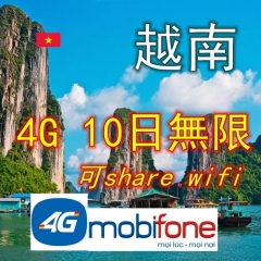 mobifone 4G越南10日無限上網卡