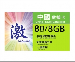 【ValueGB&中國移動 】中國 8日4G 8GB上網卡