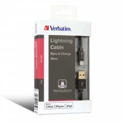 【7日包換&蘋果MFi認證&原裝香港行貨】Verbatim Sync & Charge Step-up Lightning 充電傳輸線 叉電線 充電線 數據線（30cm/120cm/200cm）黑色65359-65360-65361