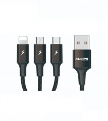 【14日有壞包換】Kucipa - 3 in 1充電線 ( 三合一 USB to Micro&Lightning Apple&Type-C ) 叉電線 充電線  快充 K273（200mm黑色）K273