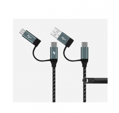 【免費順豐&原裝香港行貨 &2年原廠保養 】Momax One Link 4合1 Type-C PD (USB-A/Type-C to Micro USB/Type-C) 連接線 120cm DC12( 太空灰)叉電線 充電線 數據線DC12