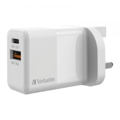 【7日包換&1年原廠保養&原裝香港行貨】Verbatim 2 Port 20W PD & QC 3.0 USB 充電器 白色 66633