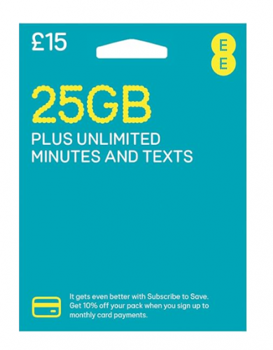 【英國 EE 】4G 英國30日25GB 無限通話 （可充值循環使用）官網£15套餐