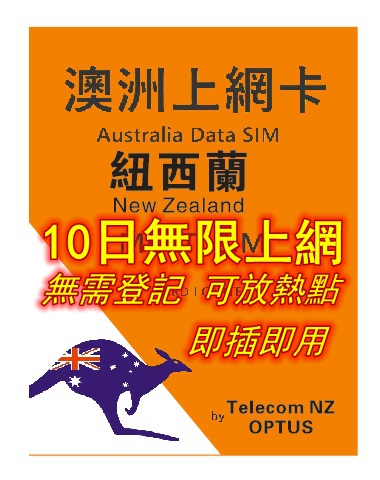 【即插即用】5G/4G 澳洲 紐西蘭通用10日 15日30日無限上網卡