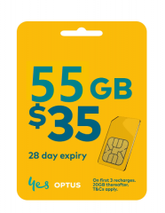 【OPTUS $35澳元套餐】澳洲28日 首55GB 5G/4G上網+無限通話+300分鐘致電香港及中國