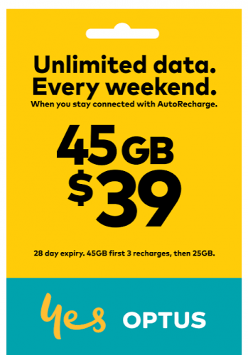 【OPTUS $39澳元套餐】澳洲28日 首45GB 5G/4G上網+無限本地通話