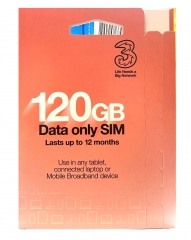 Three 3UK 5G/4G 英國+歐洲多國12個月（1年） 120GB上網卡(免費在使用國家接聽來電及收短信）