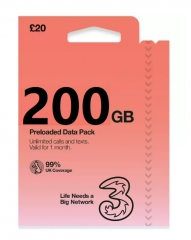Three uk 英國30日 100GB data，無限英國通話，免費歐洲漫遊數據， Pay As You Go SIM（提供英國電話號碼）