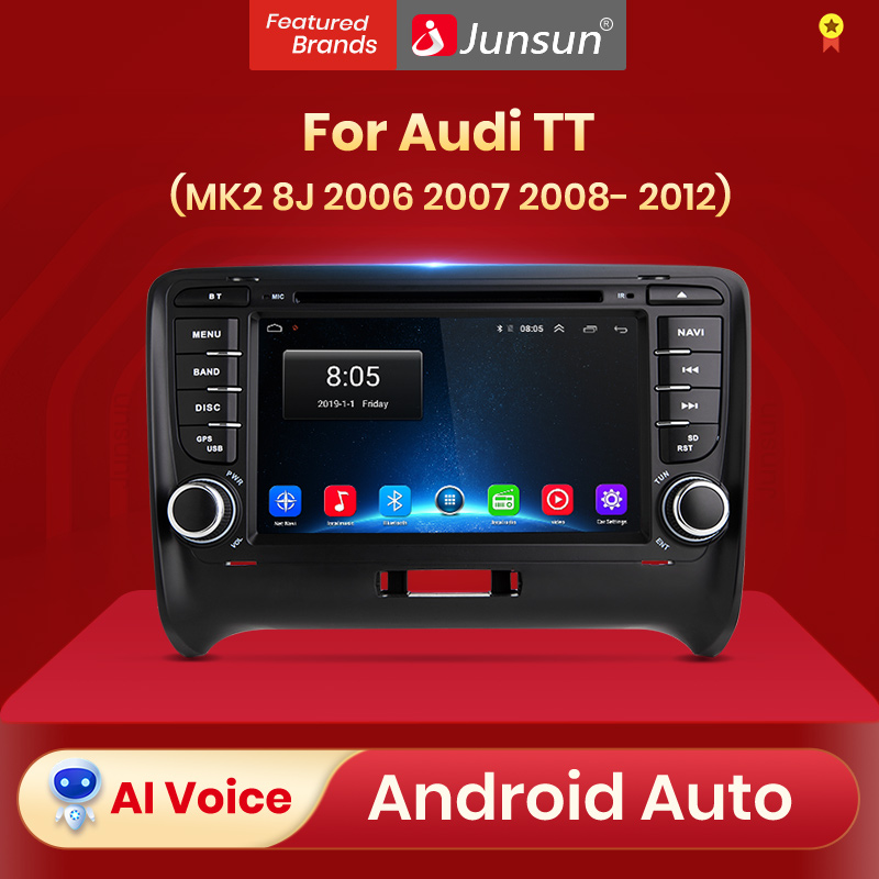 Junsun AI Voice 2 din Android Auto Radio for Audi TT MK2 8J 2006 2007  2008-2012 Carplay Car Multimedia RDS GPS No 2din autoradio,for Audi