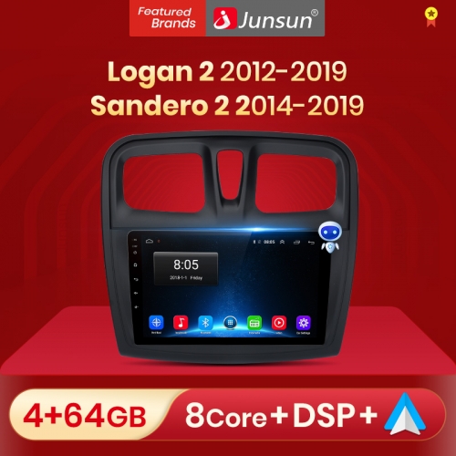 Junsun V1pro AI Voice 2 din Android Auto Radio for R-enault Logan 2 Sandero 2 2012-2019 Carplay 4G Car Multimedia GPS autoradio