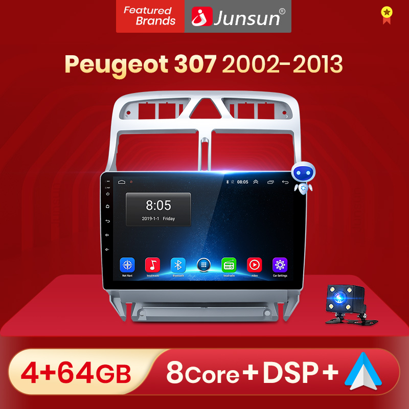 2din Autoradio Android 10 1g + 16g Navigation GPS Lecteur multimédia pour  Peugeot 307 2008 2002-2013