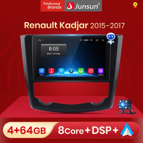 Junsun V1 pro Android 10 For R enault Kadjar 2015 - 2017 Car Radio Multimedia Video Players Android Auto CarPlay 2 din dvd